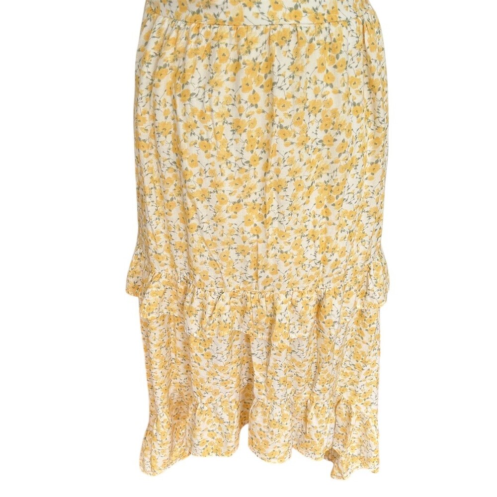 Trixxi Dress Womens XS Ivory Floral Tiered Midi Sundress Square Neck - Picture 6 of 10
